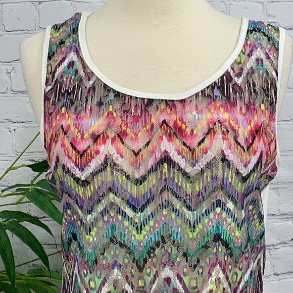 🎉Wayan Natural Wear Colorful Sheer Print Tank - Picture 4 of 6